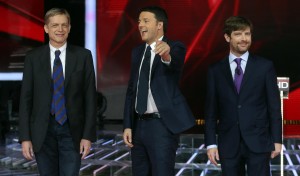 Da sinistra a destra: Gianni Cuperlo, Matteo Renzi, Pippo Civati